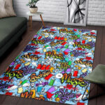 Graffiti Pattern Print Sillvela Area Rug