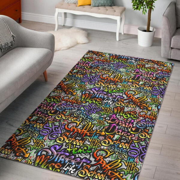 Graffiti Print Pattern Sillvela Area Rug