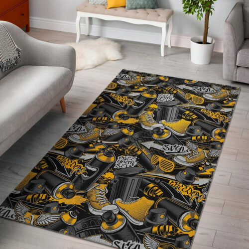 Graffiti Spray Pattern Print Sillvela Area Rug