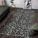 Gray Cheetah Leopard Pattern Print Sillvela Area Rug
