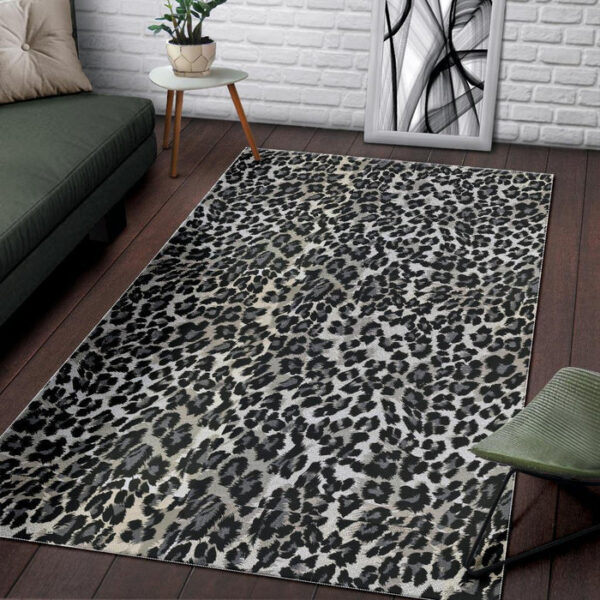 Gray Cheetah Leopard Pattern Print Sillvela Area Rug