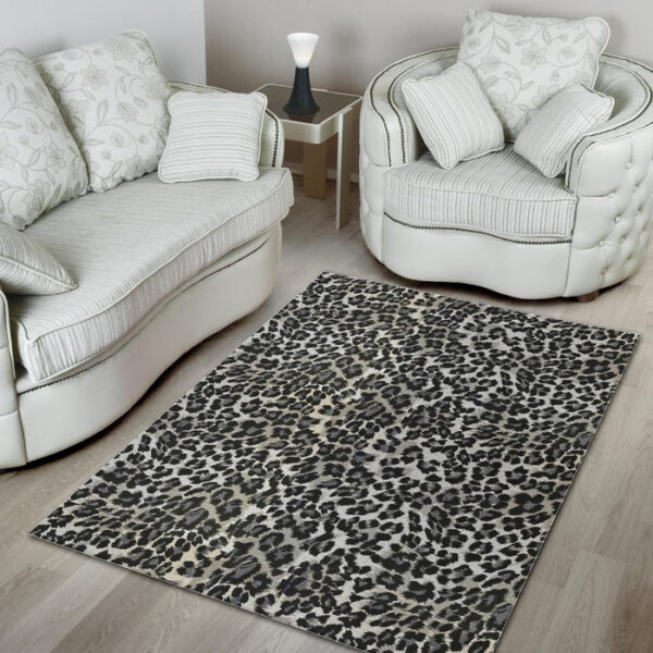 Gray Cheetah Leopard Pattern Print Sillvela Area Rug