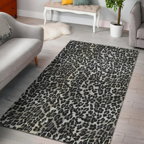 Gray Cheetah Leopard Pattern Print Sillvela Area Rug