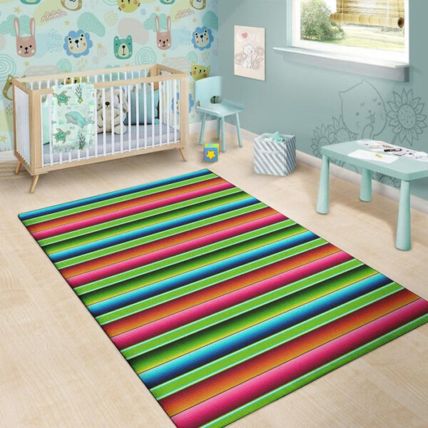Green Baja Serape Sillvela Area Rug