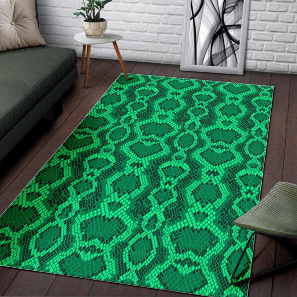 Green Snakeskin Python Skin Pattern Print Sillvela Area Rug