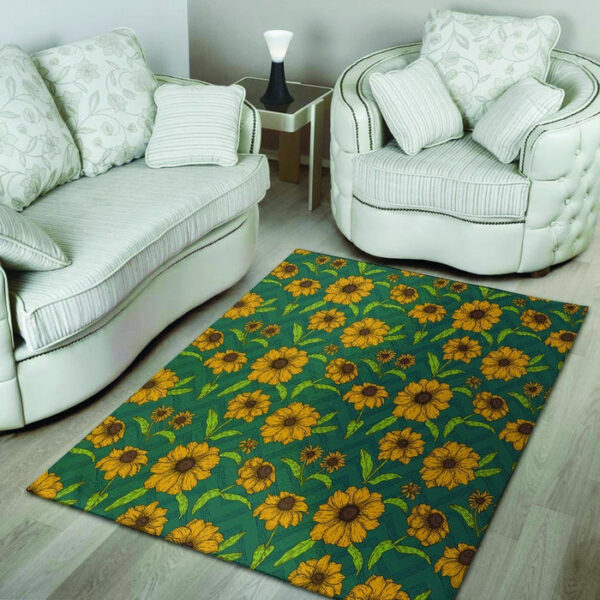 Green Zigzag Sunflower Sillvela Area Rug