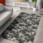 Grey Camouflage Print Sillvela Area Rug