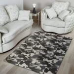 Grey Camouflage Print Sillvela Area Rug