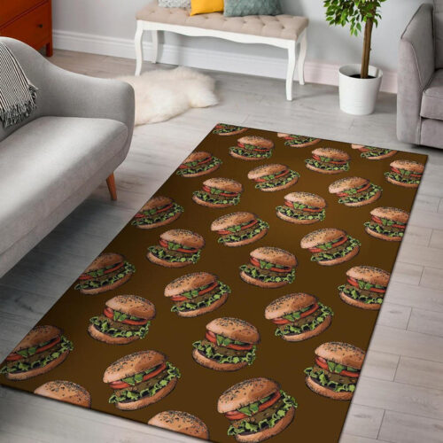 Hamburger Brown Pattern Print Sillvela Area Rug
