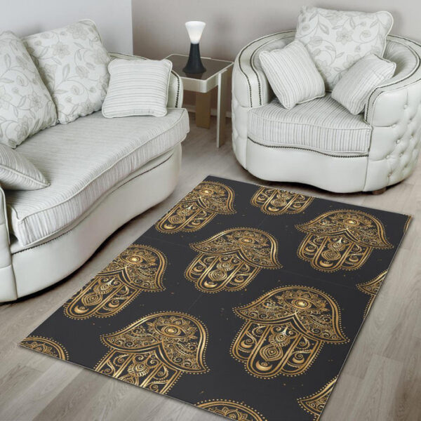 Hamsa Evil Eye Pattern Print Sillvela Area Rug