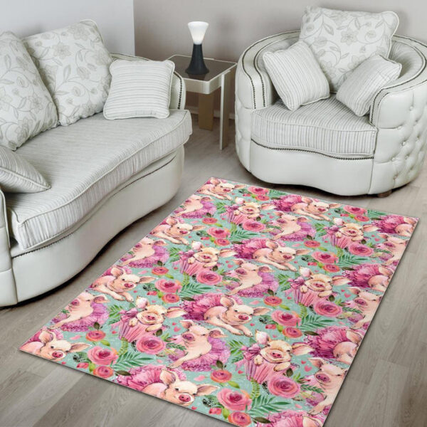 Hand Drawn Pig Pattern Print Sillvela Area Rug