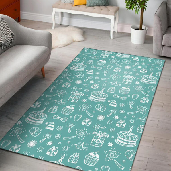 Happy Birthday Print Pattern Sillvela Area Rug
