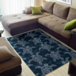 Hawaiian Blue Sea Turtle Pattern Print Sillvela Area Rug
