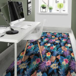 Hawaiian Floral Pineapple Print Sillvela Area Rug