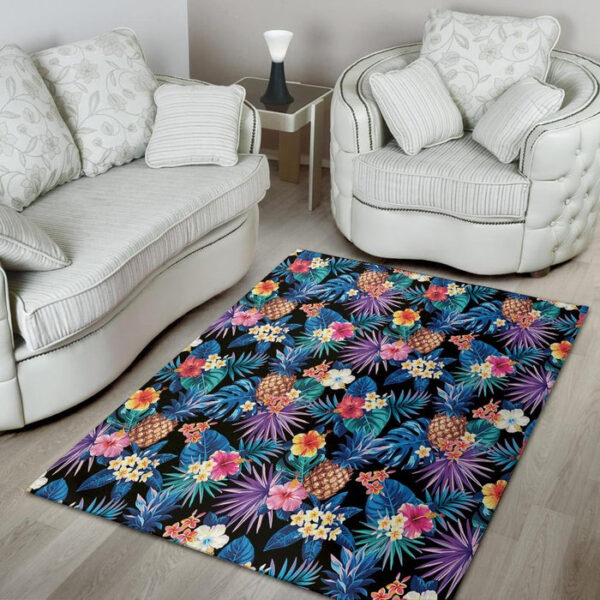 Hawaiian Floral Pineapple Print Sillvela Area Rug