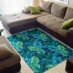 Hawaiian Tropical Palm Leaves Pattern Print Sillvela Area Rug