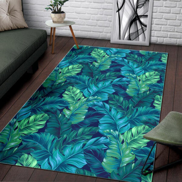 Hawaiian Tropical Palm Leaves Pattern Print Sillvela Area Rug