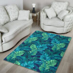 Hawaiian Tropical Palm Leaves Pattern Print Sillvela Area Rug