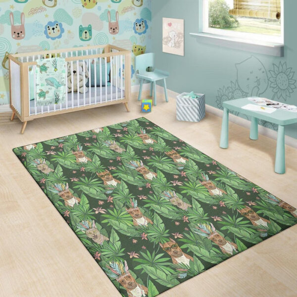 Hawaiian Tropical Pitbull Sillvela Area Rug