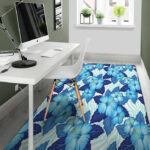 Hibiscus Blue Hawaiian Print Sillvela Area Rug