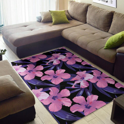 Hibiscus-Floral-Tropical-Hawaiian-Flower-Palm-Leaves-Pattern-Print-Floor-Mat-2_700x700