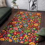 Hippie Paisley Floral Peace Sign Pattern Print Sillvela Area Rug
