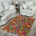 Hippie Paisley Floral Peace Sign Pattern Print Sillvela Area Rug