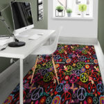 Hippie Peace Sign Sillvela Area Rug