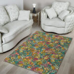 Hippie Psychedelic Van Peace Sign Pattern Print Sillvela Area Rug