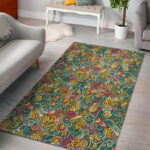 Hippie Psychedelic Van Peace Sign Pattern Print Sillvela Area Rug