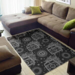 Hippie Van Peace Sign Pattern Print Sillvela Area Rug