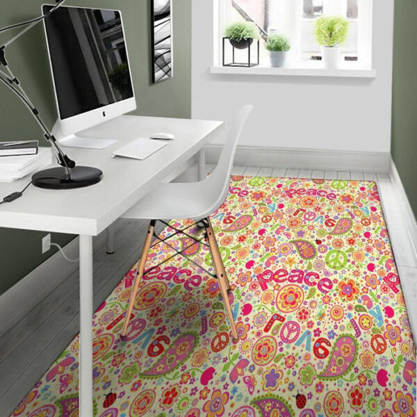 Hippie White Peace Sillvela Area Rug