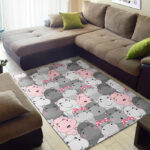 Hippo Cute Print Pattern Sillvela Area Rug