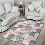 Hippo Cute Print Pattern Sillvela Area Rug