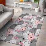 Hippo Cute Print Pattern Sillvela Area Rug