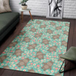 Hippo Floral Pattern Print Sillvela Area Rug