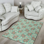 Hippo Floral Pattern Print Sillvela Area Rug