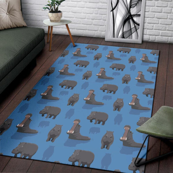 Hippo Pattern Print Sillvela Area Rug