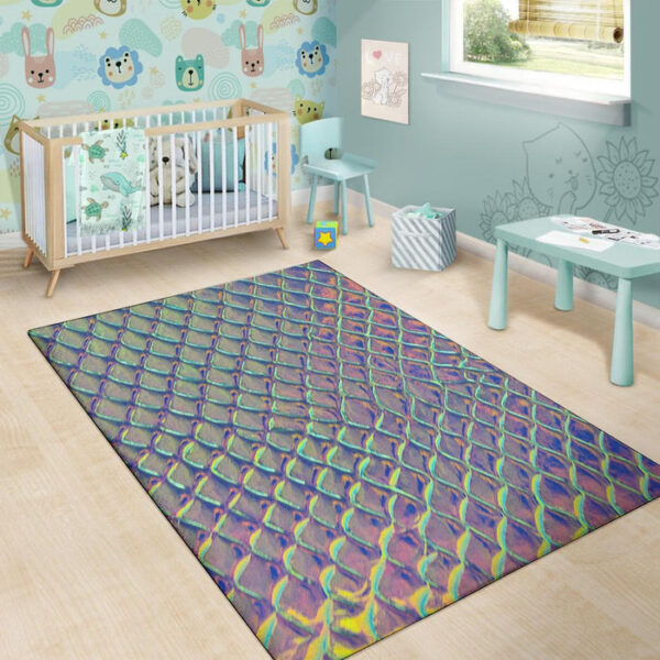 Holographic Snakeskin Print Sillvela Area Rug