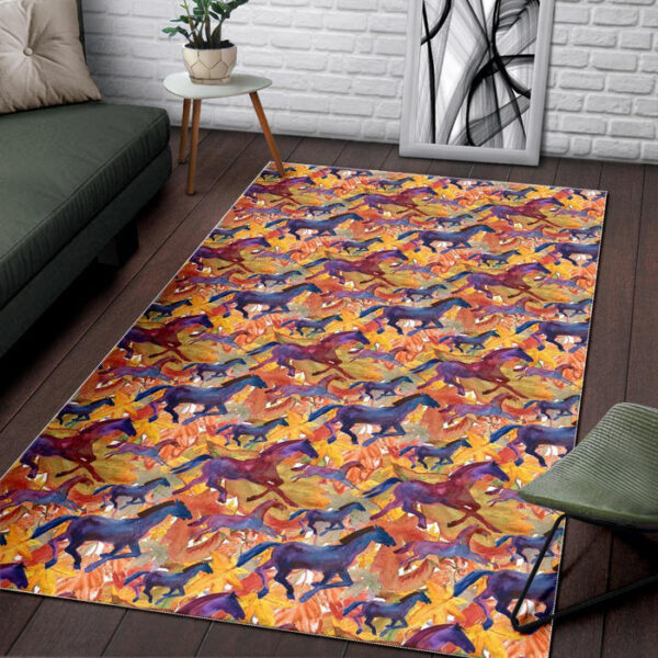 Horse Hand Drawn Pattern Print Sillvela Area Rug