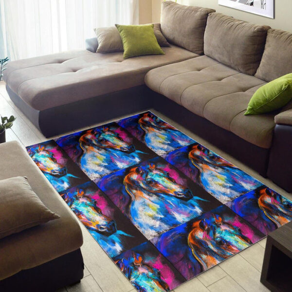 Horse Portrait Pattern Print Sillvela Area Rug