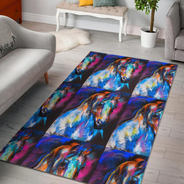 Horse Portrait Pattern Print Sillvela Area Rug