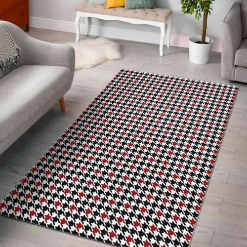 Houndstooth Print Pattern Sillvela Area Rug
