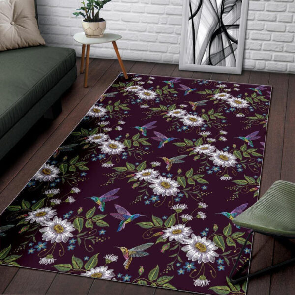 Hummingbird White Daisy Sillvela Area Rug