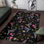 Hummingbird White Floral Sillvela Area Rug