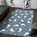 Ice Skate Snowflake Pattern Print Sillvela Area Rug