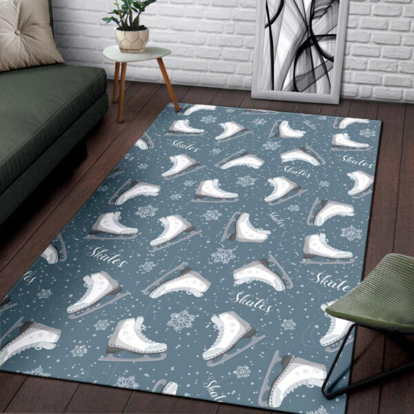 Ice Skate Snowflake Pattern Print Sillvela Area Rug
