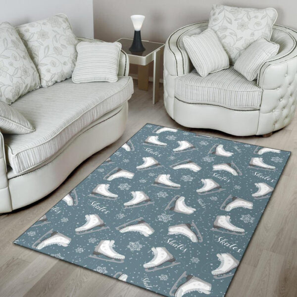 Ice Skate Snowflake Pattern Print Sillvela Area Rug