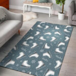 Ice Skate Snowflake Pattern Print Sillvela Area Rug