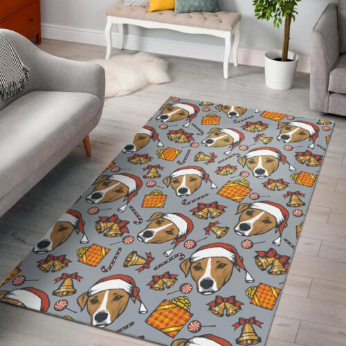 Jack Russell Dog Christmas Pattern Print Sillvela Area Rug
